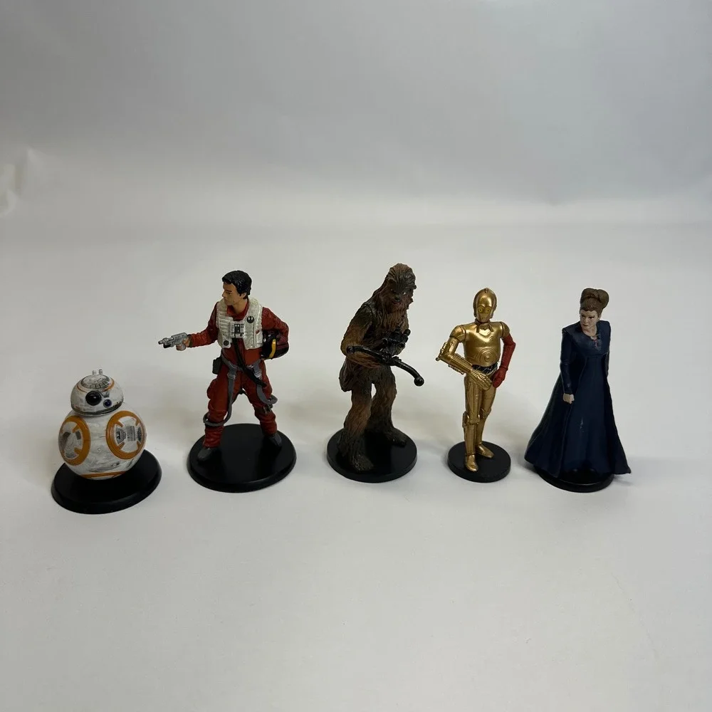 Star Wars Disney Store Figure Set BB-8 Poe‎ Chewbacca C-3PO Leia 5 PVC Piece Lot